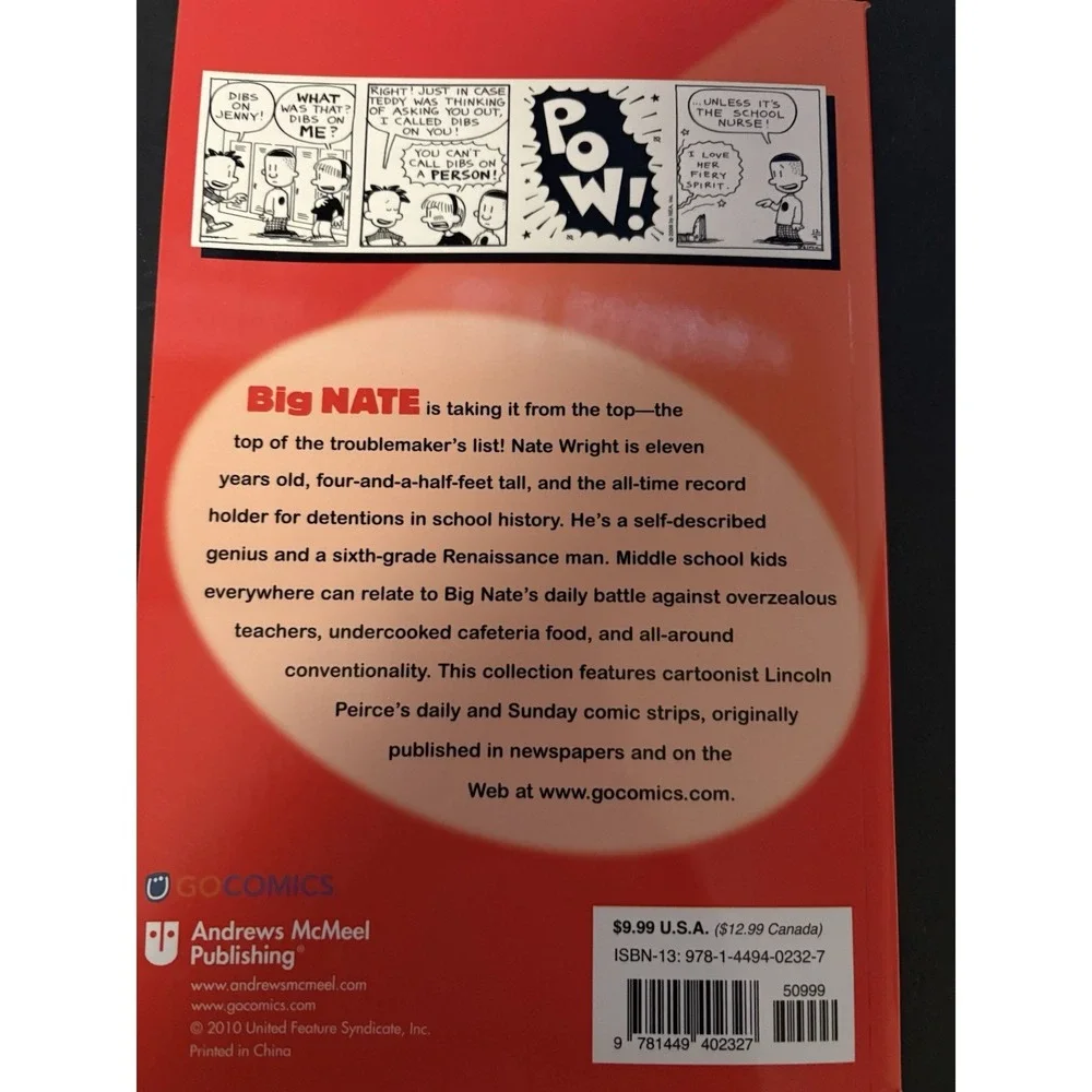 BIG NATE Book Lot of 5 by Lincoln Peirce – Funny Comic Series‎ – Scholastic Kids